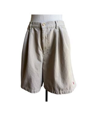Ralph Lauren Sport Khaki Pleated Shorts Women’s 10 High Rise Preppy